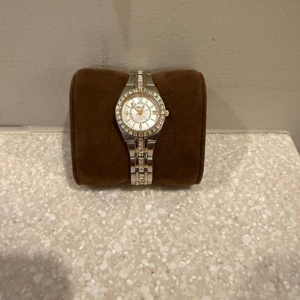 Relic Silver and White Watch with Crystal Accents